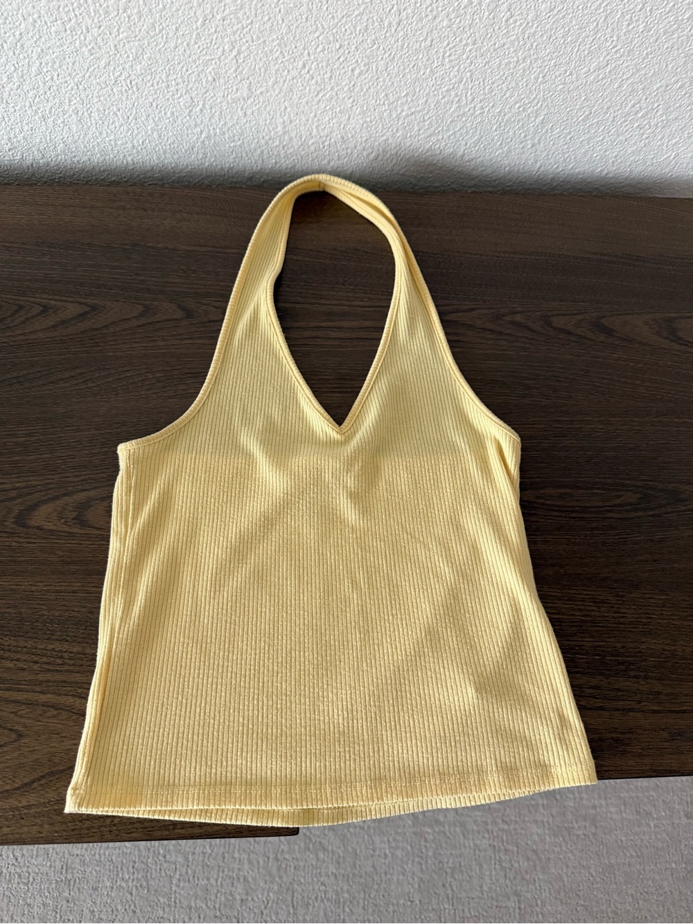 Pale Yellow Ribbed Halter Tank